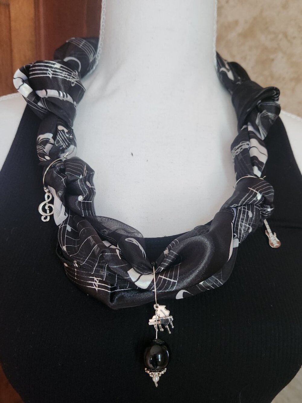 2/$20 Scarf Charm Necklace Pendant Music Guitar Sax Piano Clef Trumpet Trombone